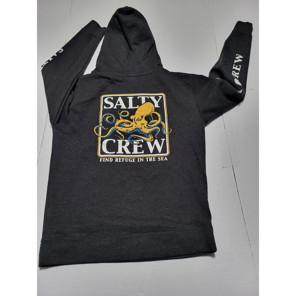 (#20)Salty Crew Find Refuge In The Sea Long Sleeve Shirt Standard Black Boy SZ L
